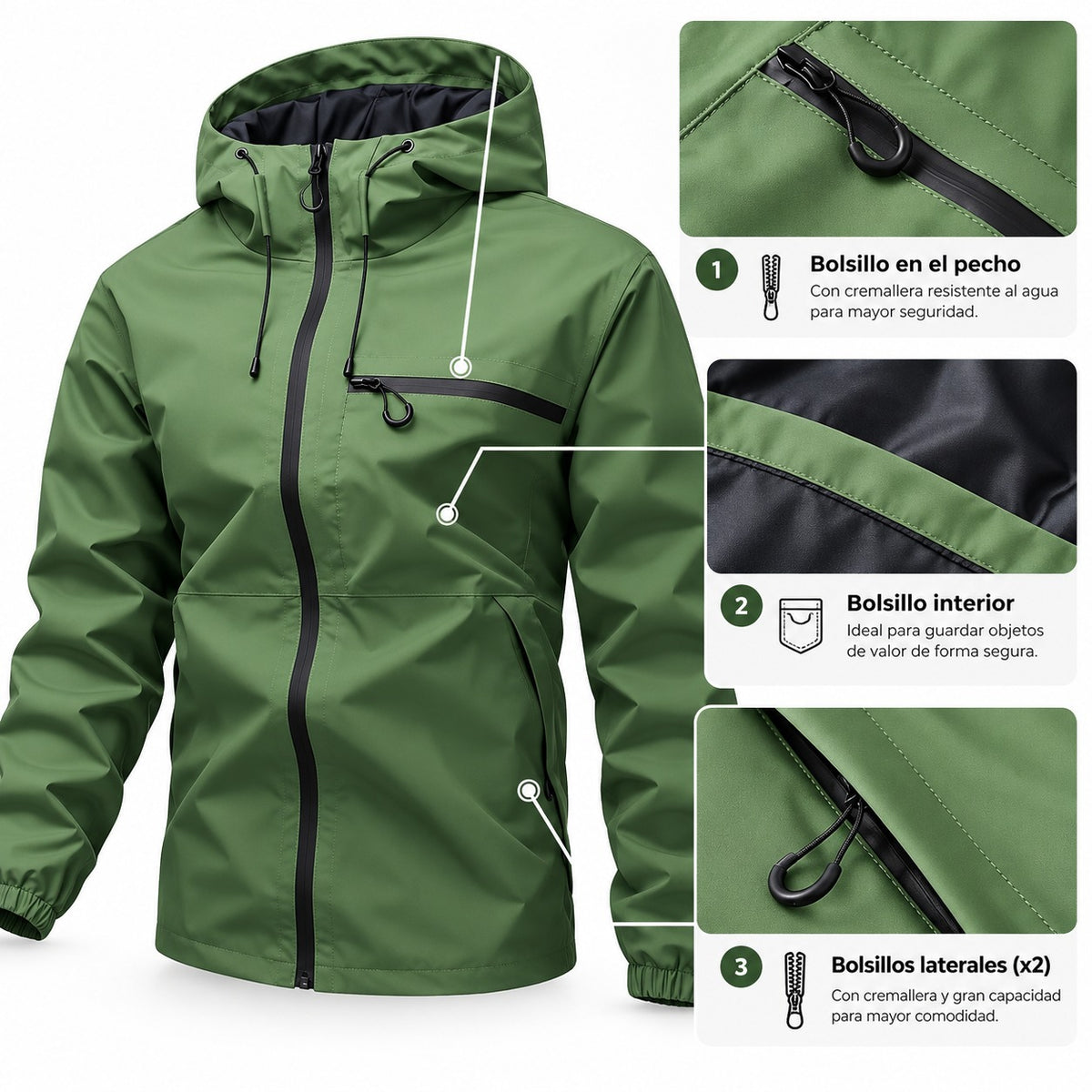 Chaqueta impermeable Verde chiaro - 1