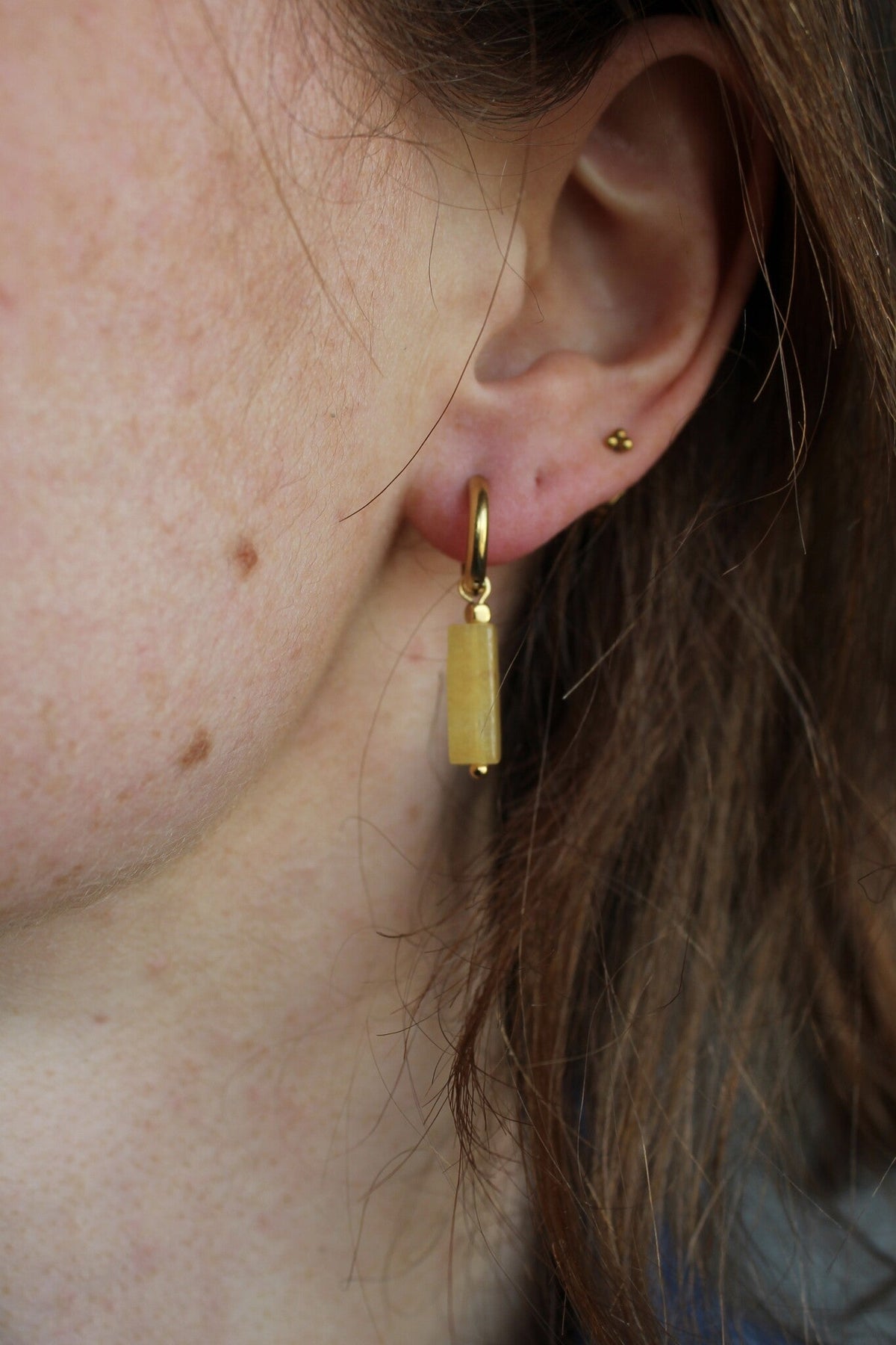DORA Pendientes de piedra natural y acero inoxidable