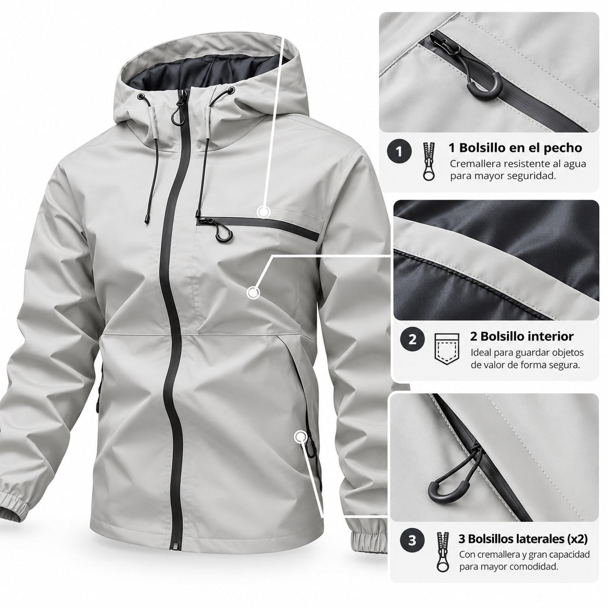 Chaqueta impermeable 🔥Grigio - 2