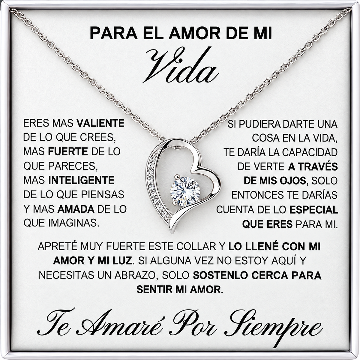 Collar Corazón con Dedicatoria — Para el amor de mi vida, plata