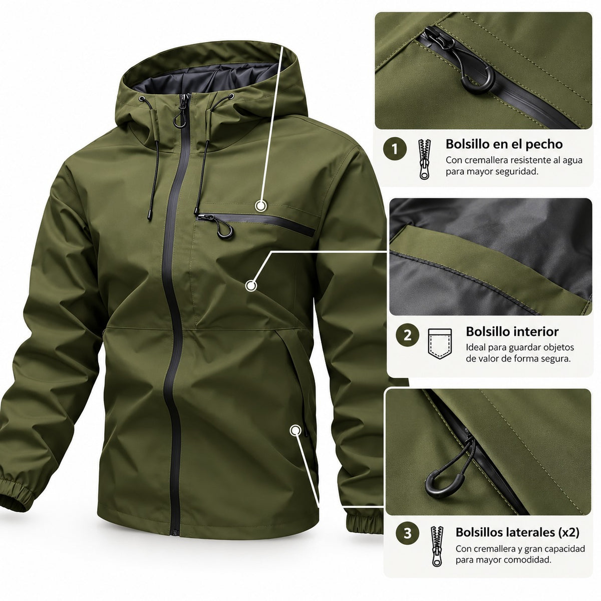 Chaqueta impermeable Verde scuro - 2