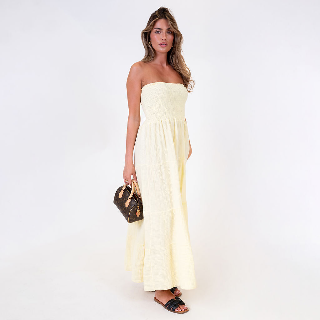 vestido tipo bandeau