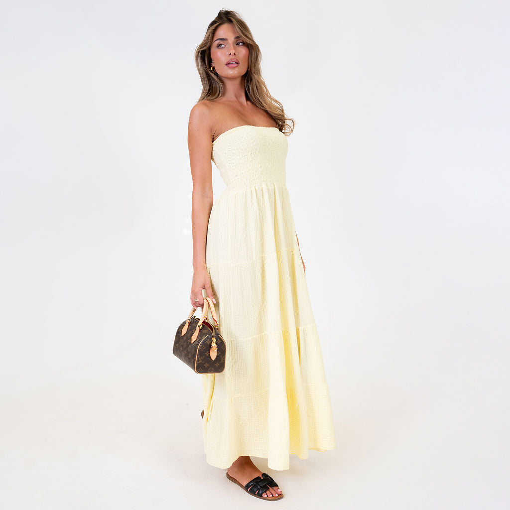 vestido tipo bandeau