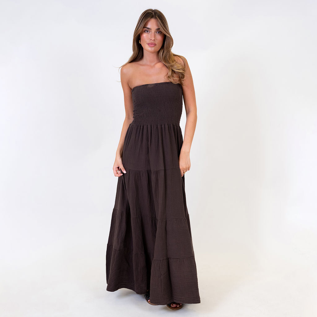 vestido tipo bandeau