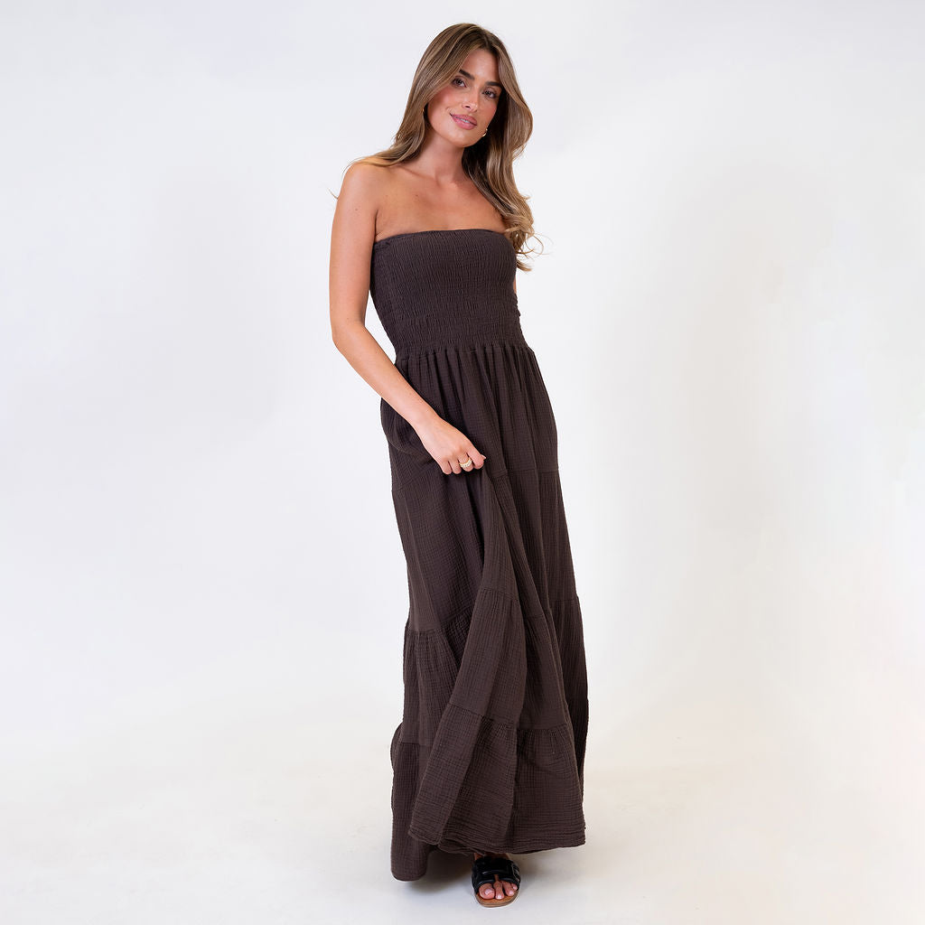 vestido tipo bandeau