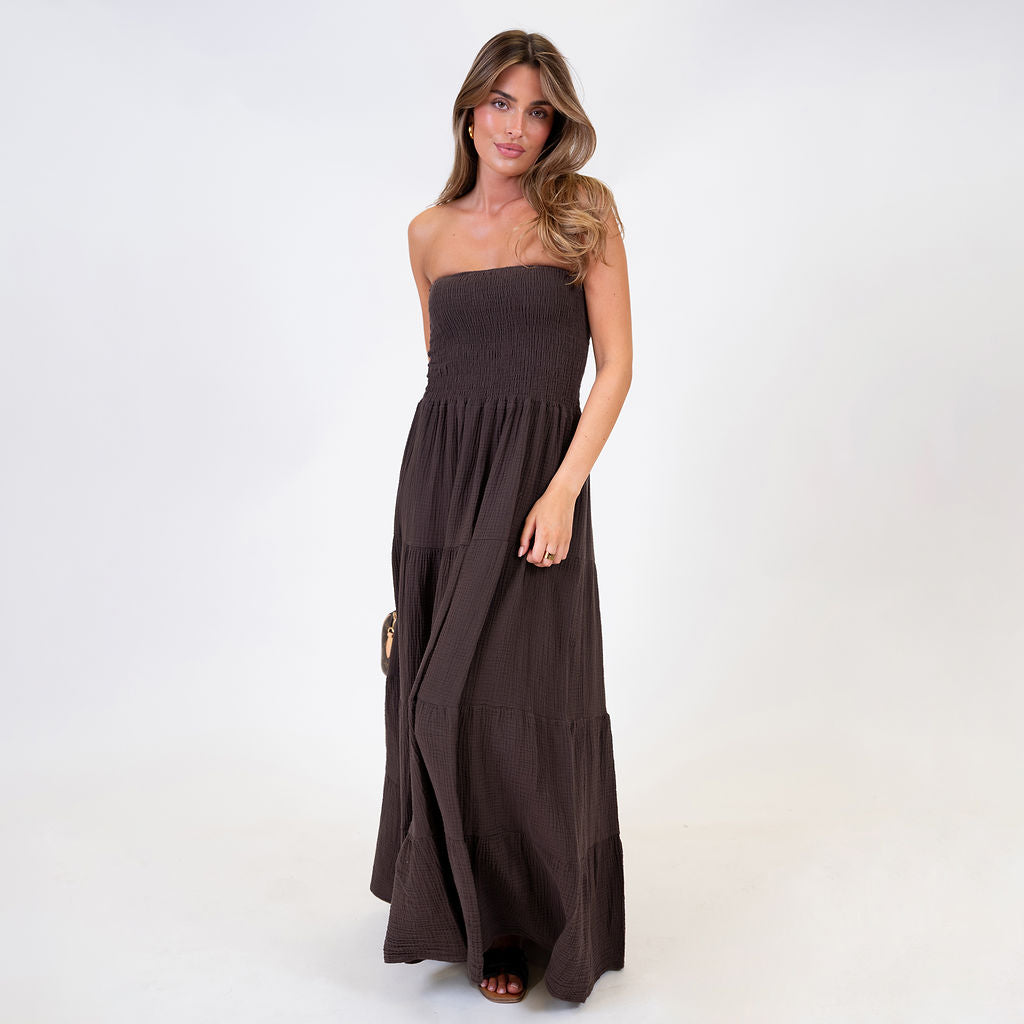 vestido tipo bandeau