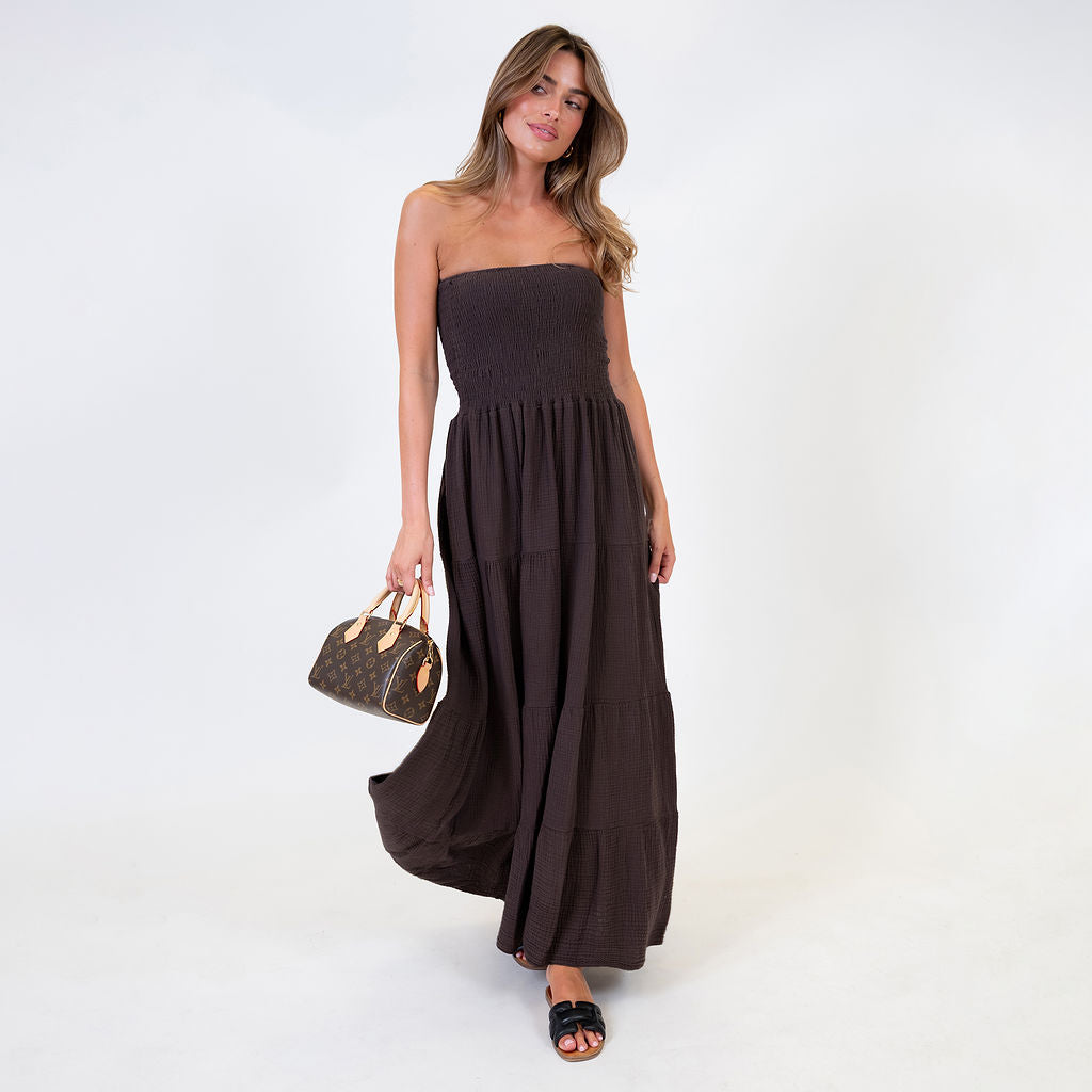 vestido tipo bandeau