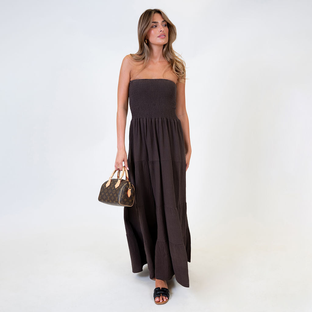vestido tipo bandeau