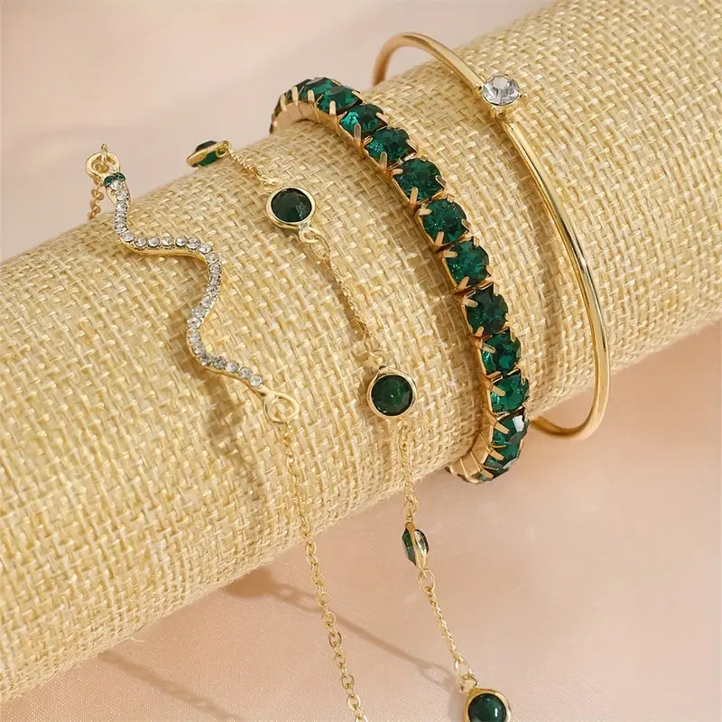 Conjunto de Pulseras Esmeralda Pura