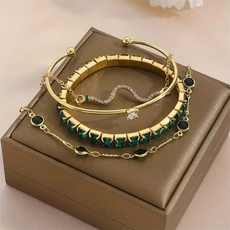 Conjunto de Pulseras Esmeralda Pura