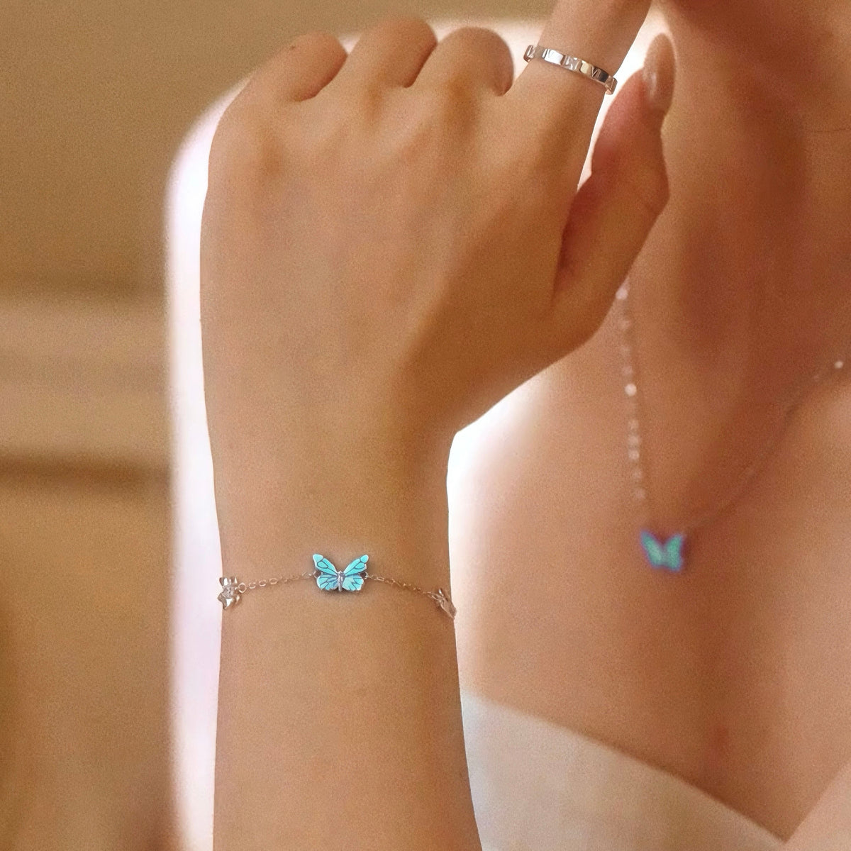 Pulsera Mariposa Azul Sueño Luminoso