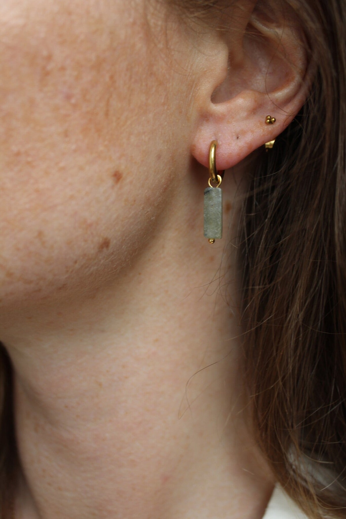 DORA Pendientes de piedra natural y acero inoxidable
