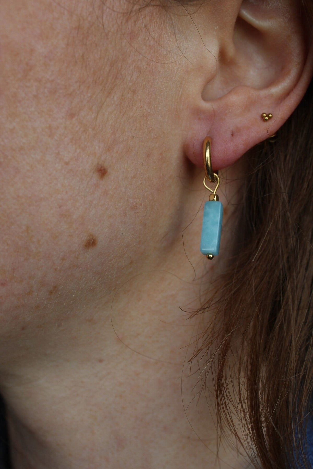 DORA Pendientes de piedra natural y acero inoxidable
