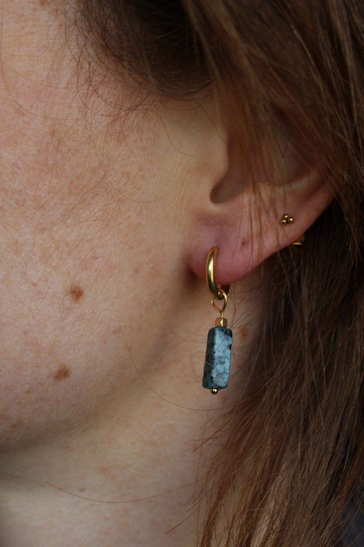 DORA Pendientes de piedra natural y acero inoxidable