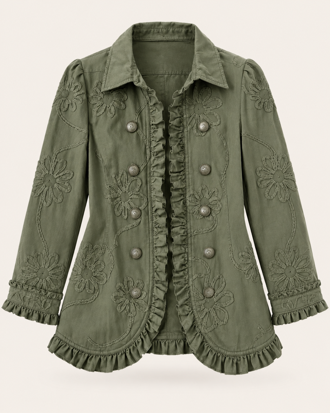 Chaqueta Bordada con Volantes