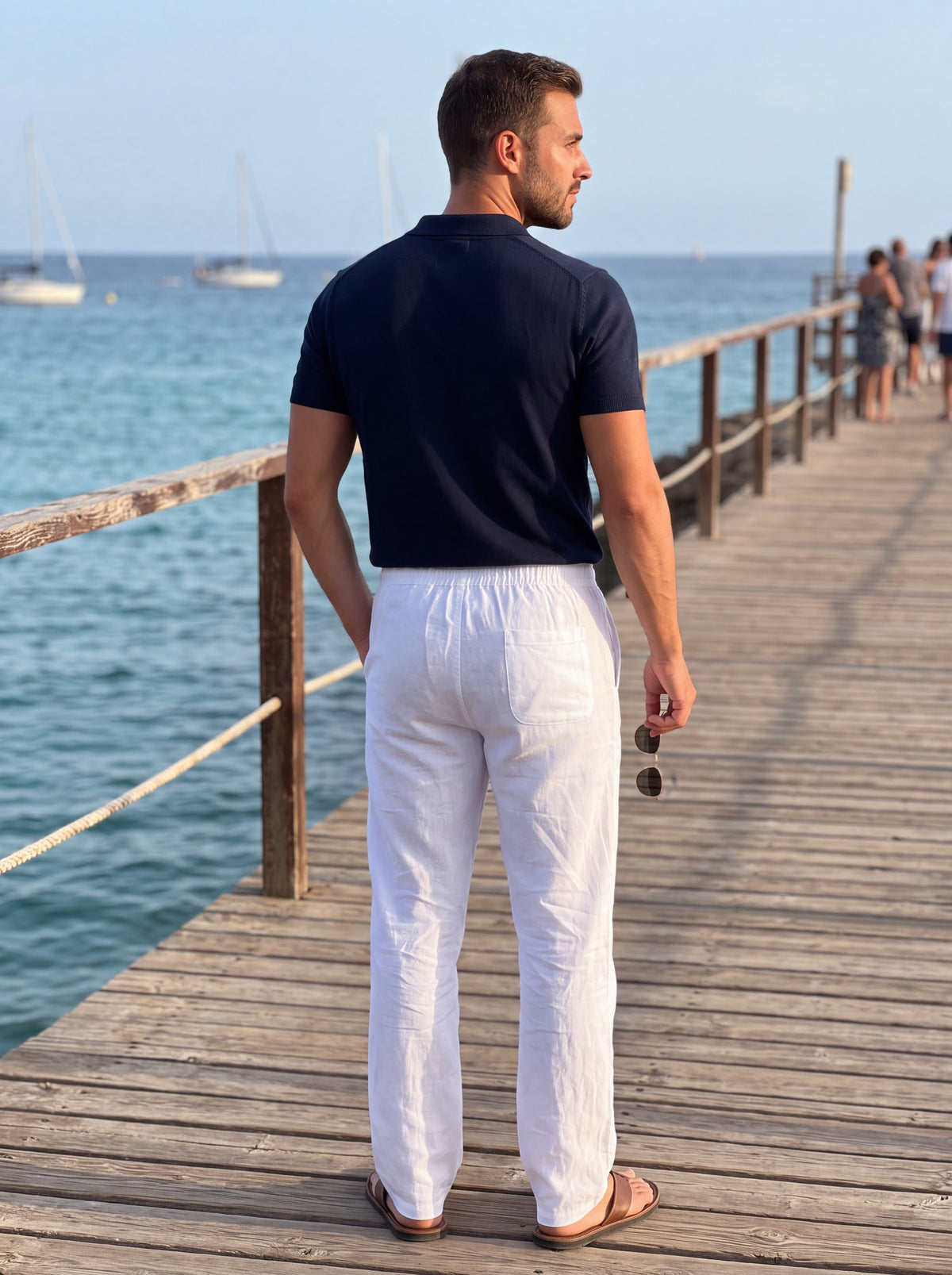 Pantalón de lino blanco - espalda