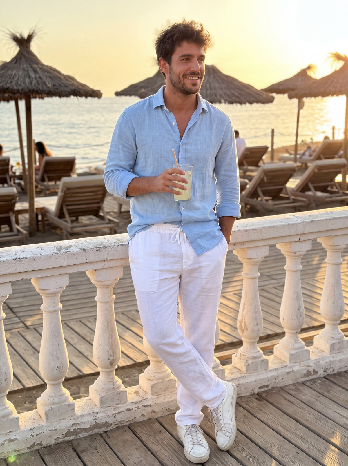 Pantalón de lino blanco - terraza