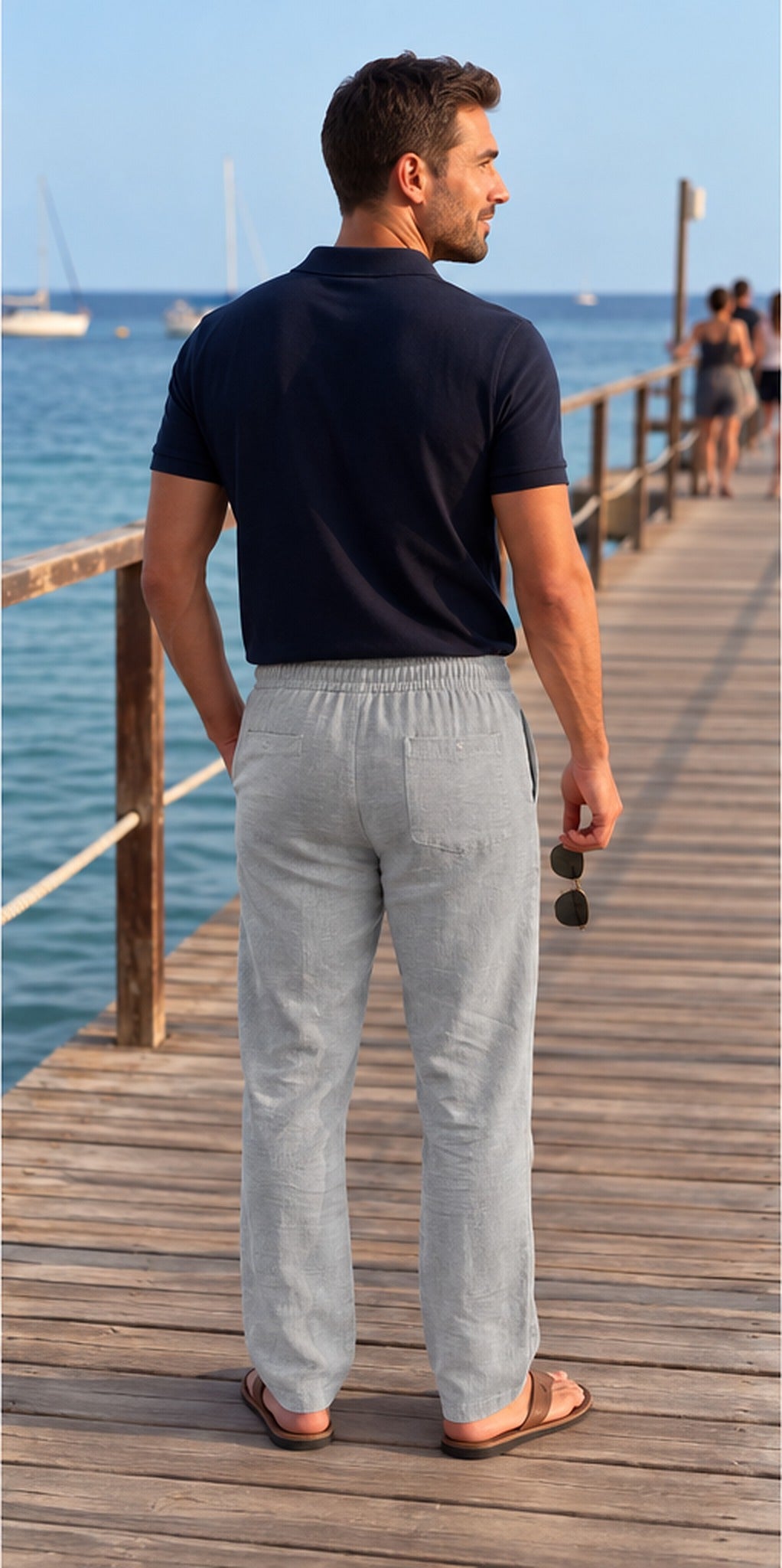 Pantalón de lino gris - espalda