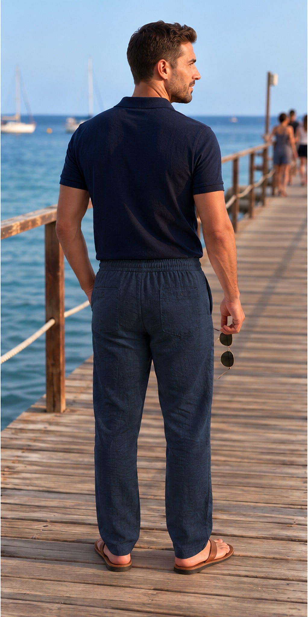 Pantalón de lino azul marino - espalda