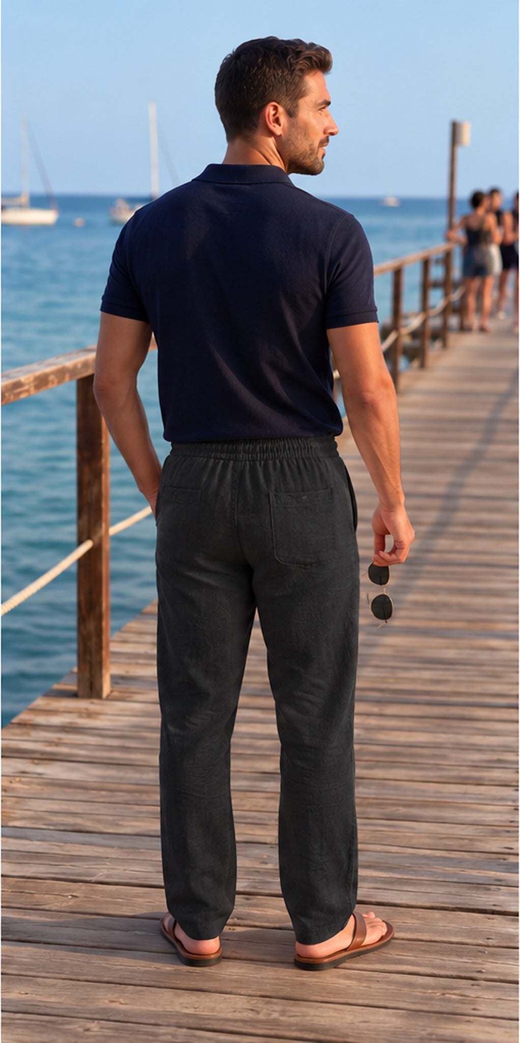 Pantalón de lino negro - espalda