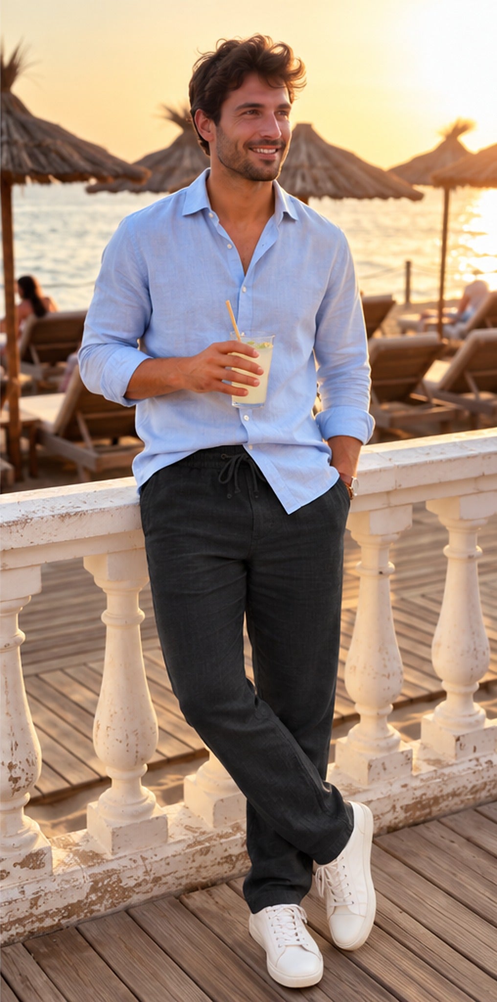Pantalón de lino negro - terraza
