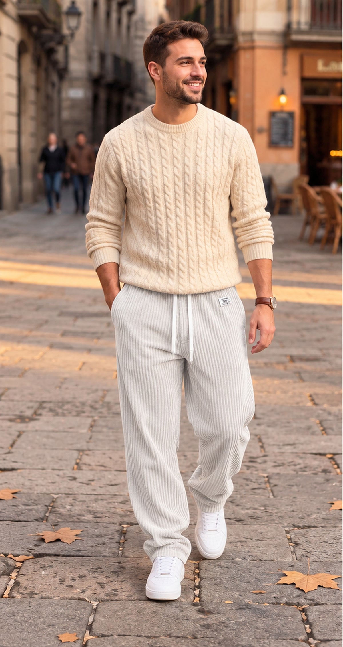 Pantalón de pana blanco - delante