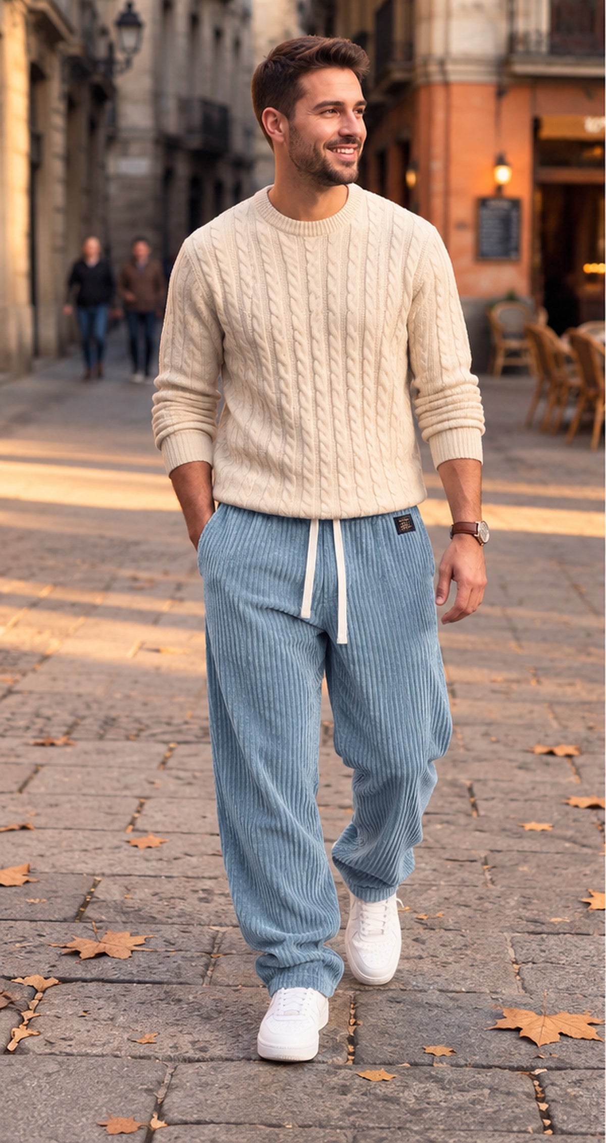Pantalón de pana azul cielo - delante