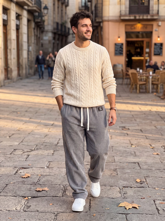 Pantalón de pana gris - delante