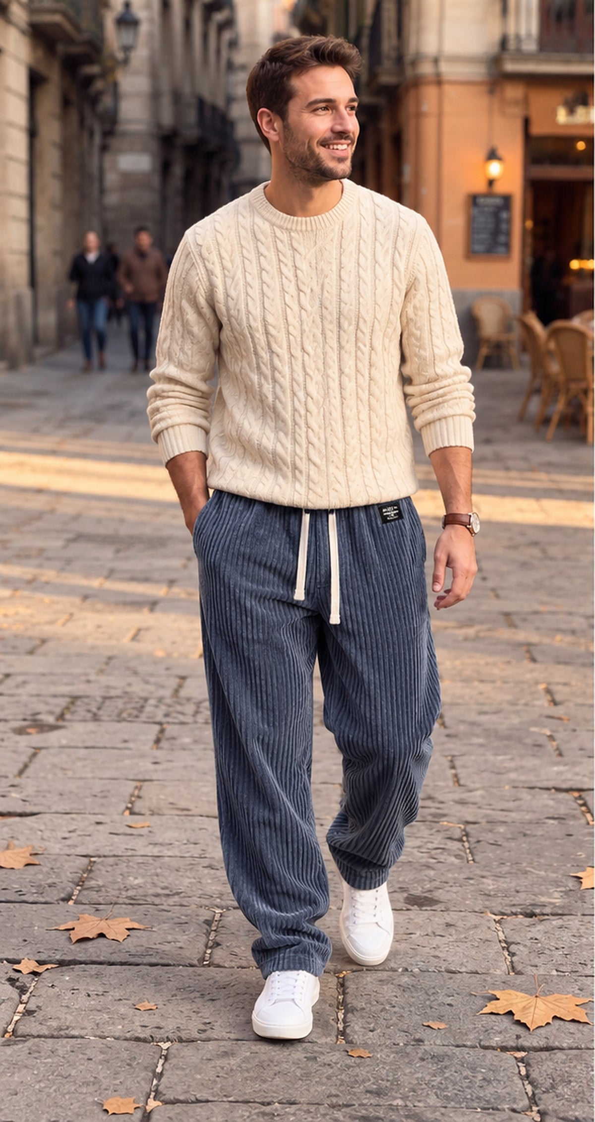 Pantalón de pana azul marino - delante