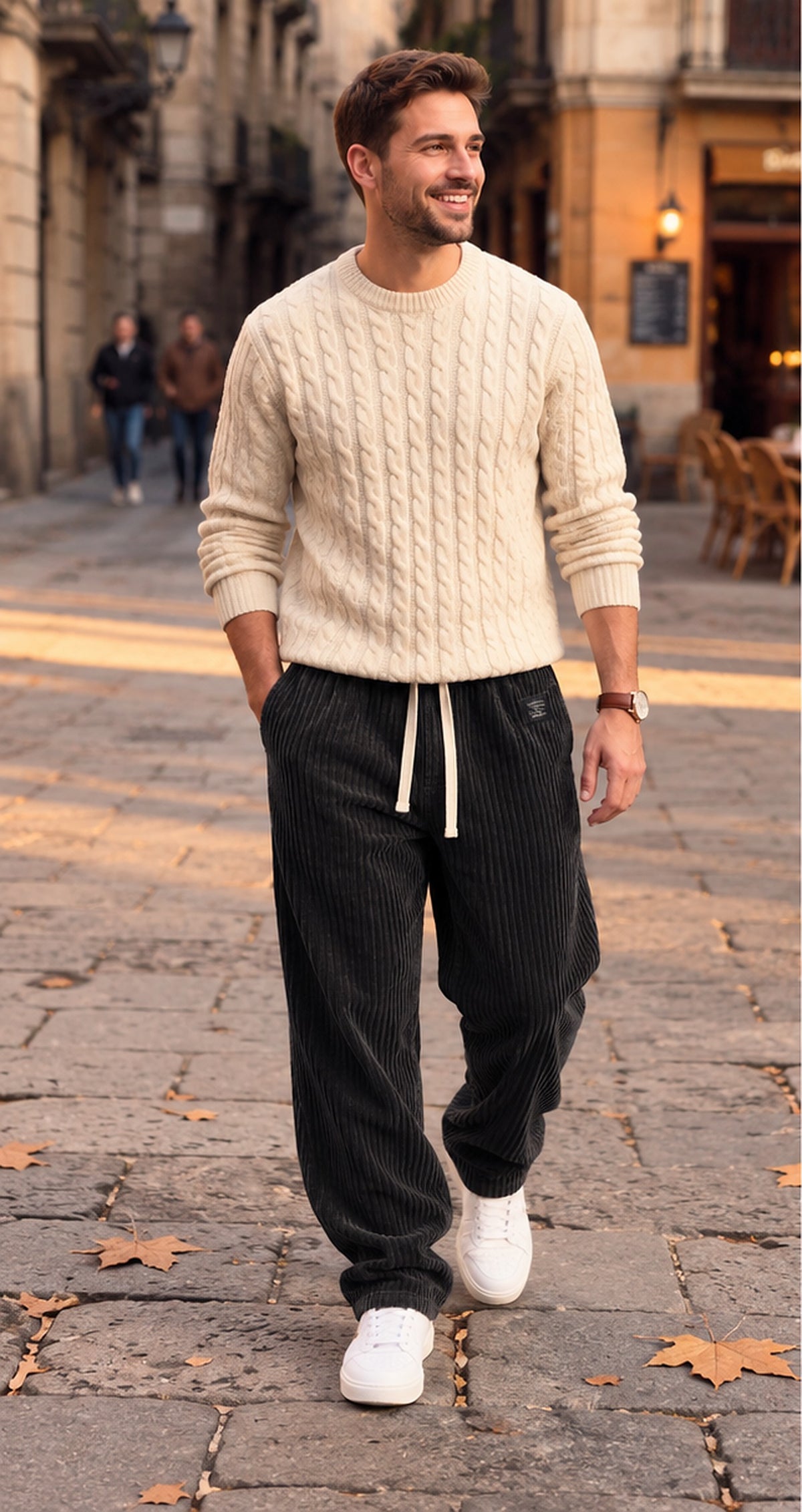Pantalón de pana negro - delante