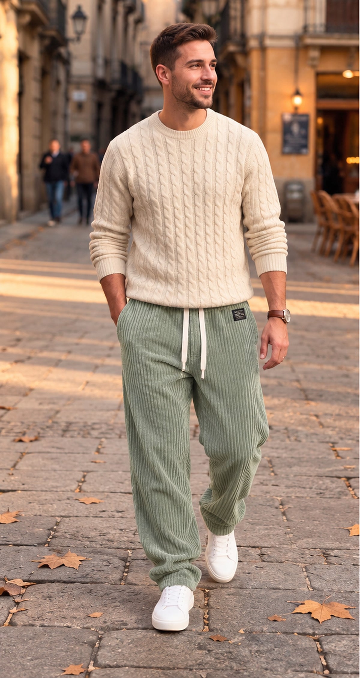 Pantalón de pana verde - delante