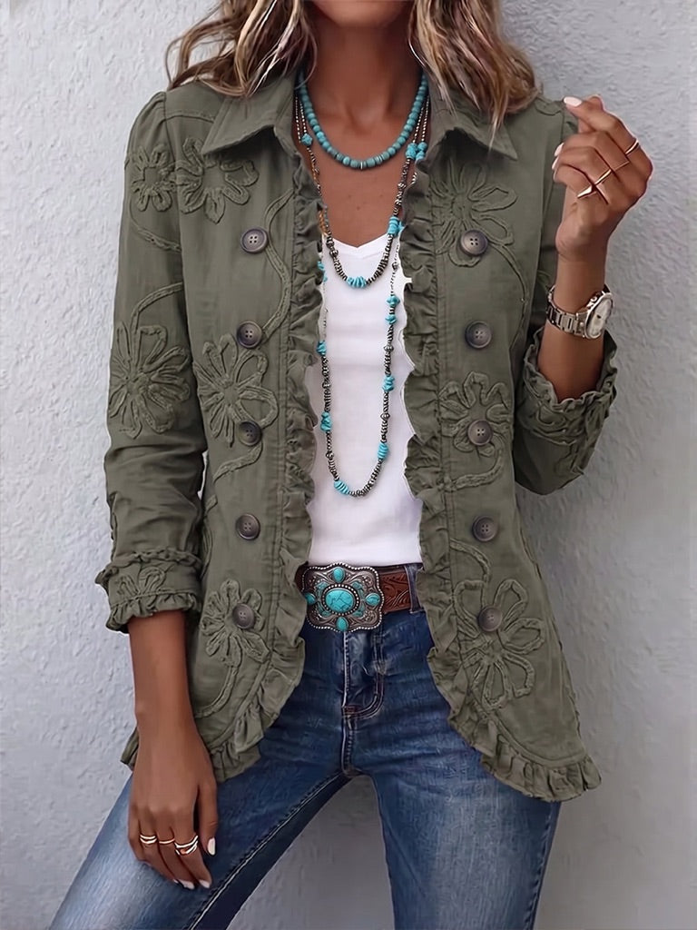 Chaqueta Bordada con Volantes