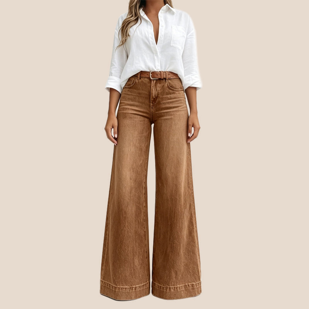 Pantalón ancho Marrón oscuro - 1