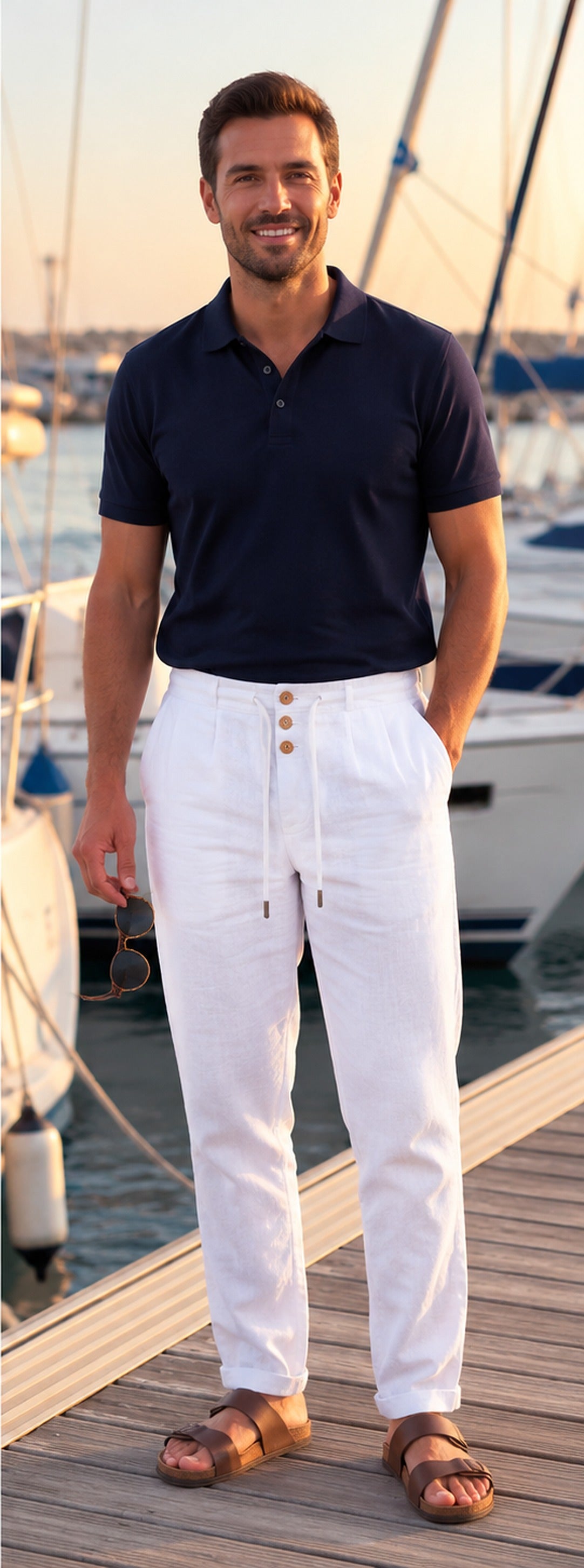Pantalón elegante blanco - marina
