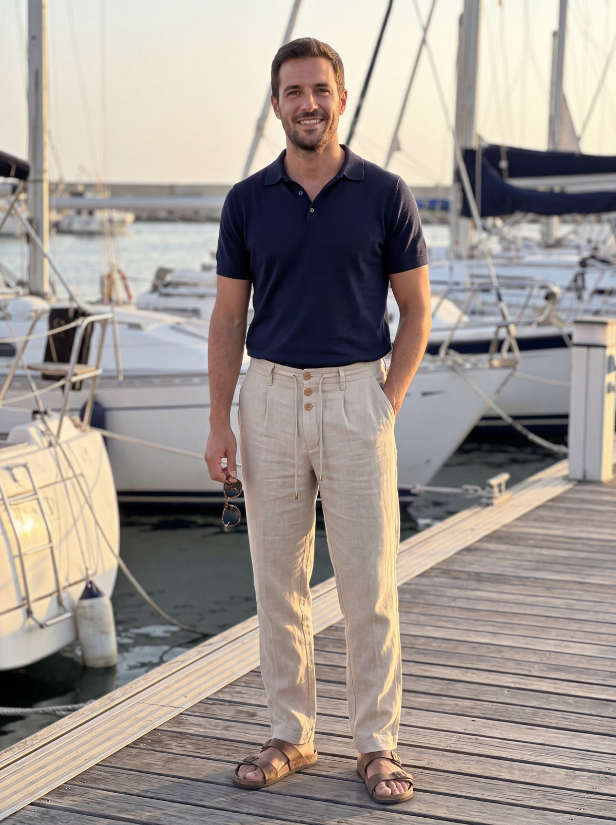 Pantalón elegante caqui - marina