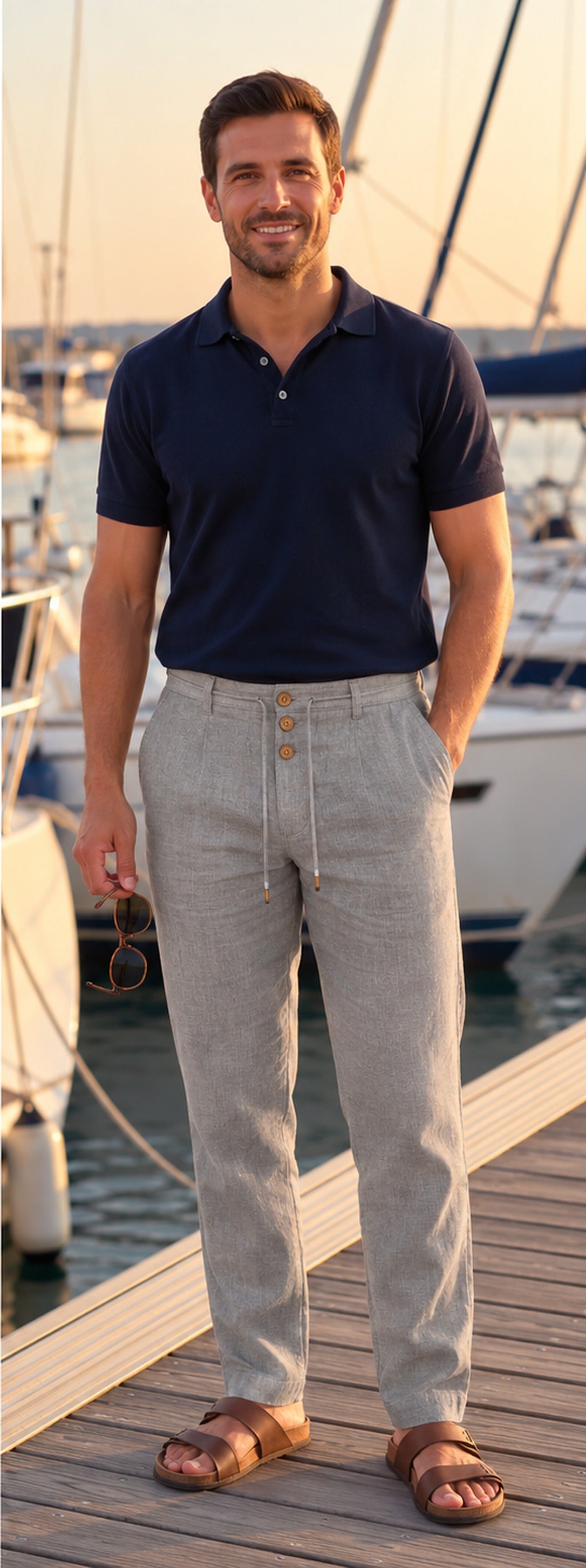 Pantalón elegante gris - marina
