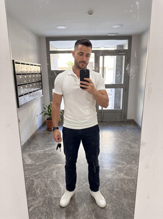 Polo casual para hombre blanco - frente