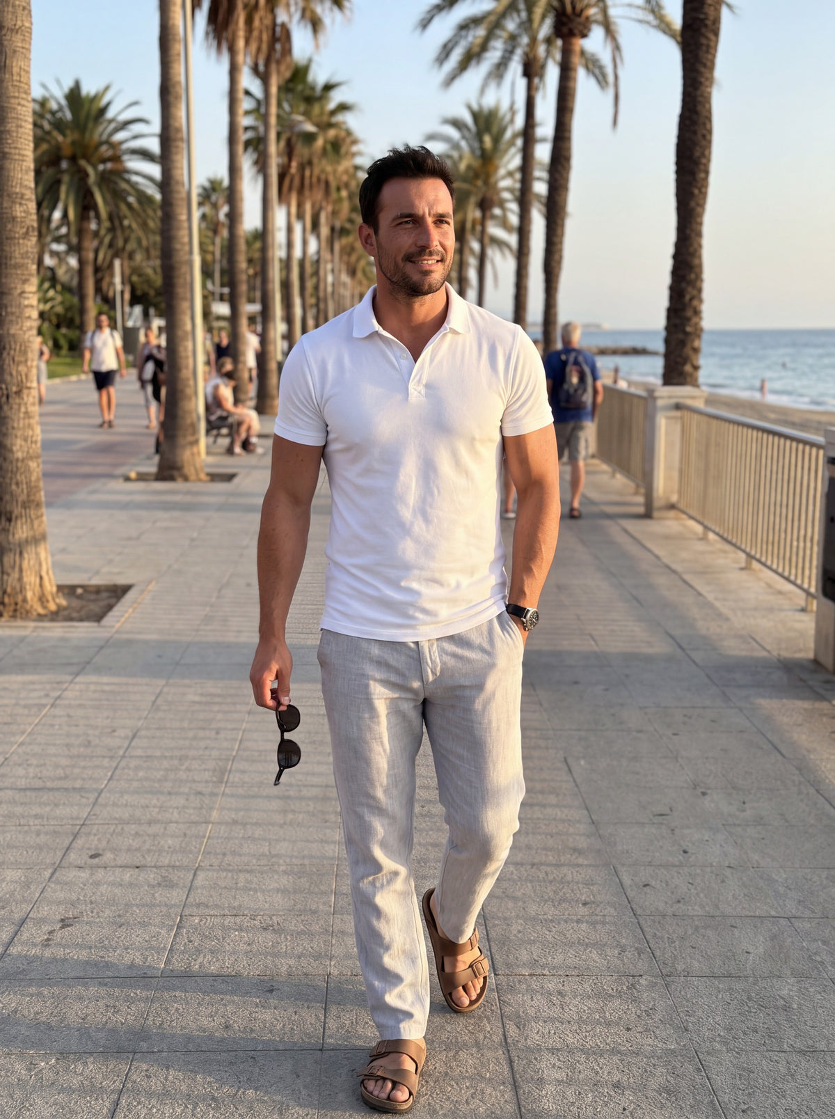 Polo casual para hombre blanco - paseo