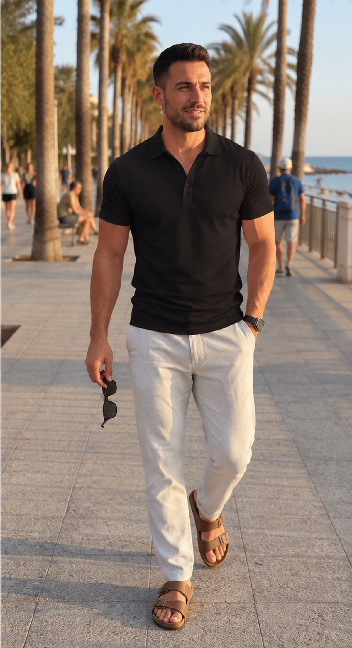 Polo casual para hombre negro - paseo