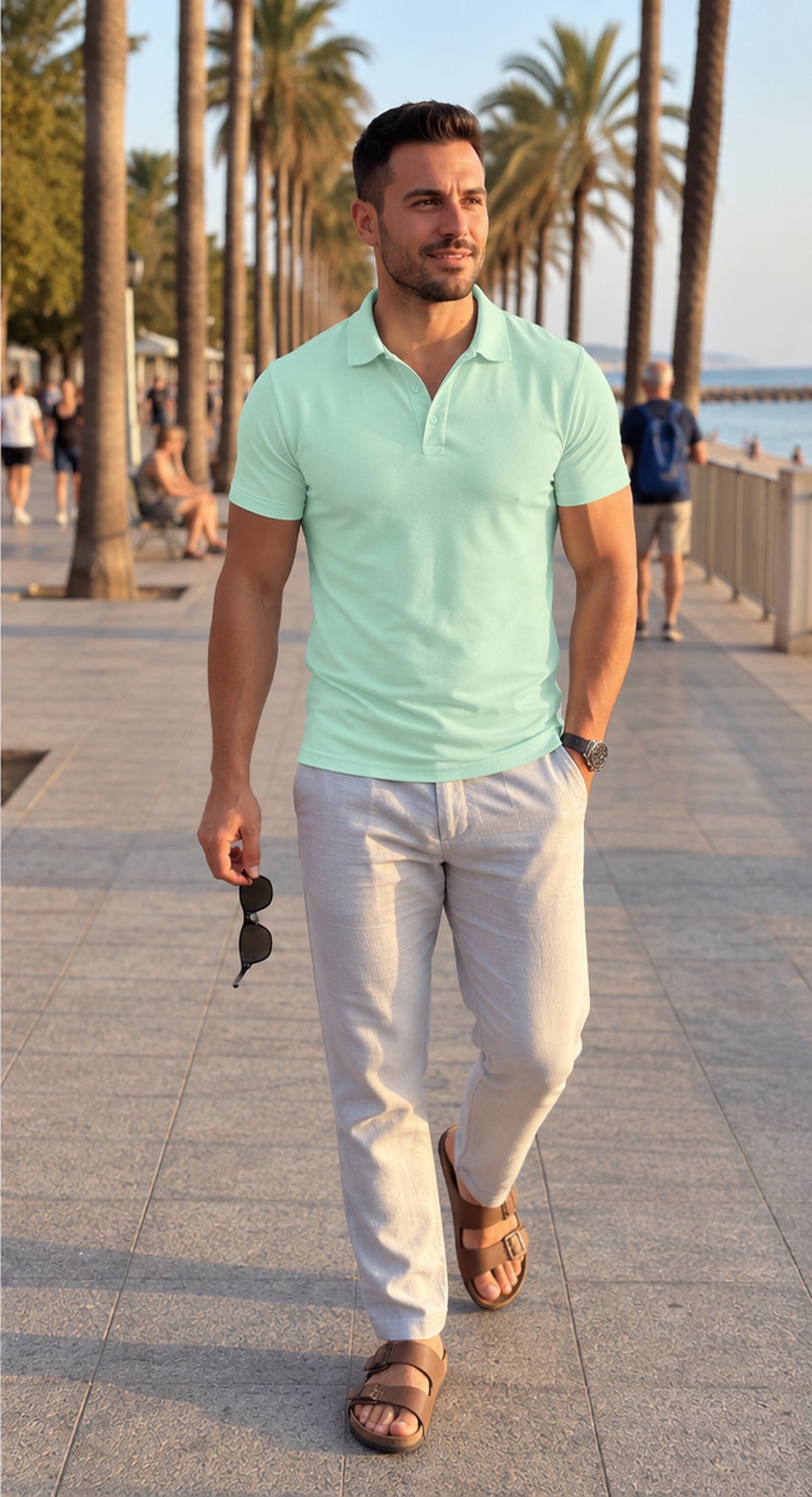 Polo casual para hombre verde claro - paseo